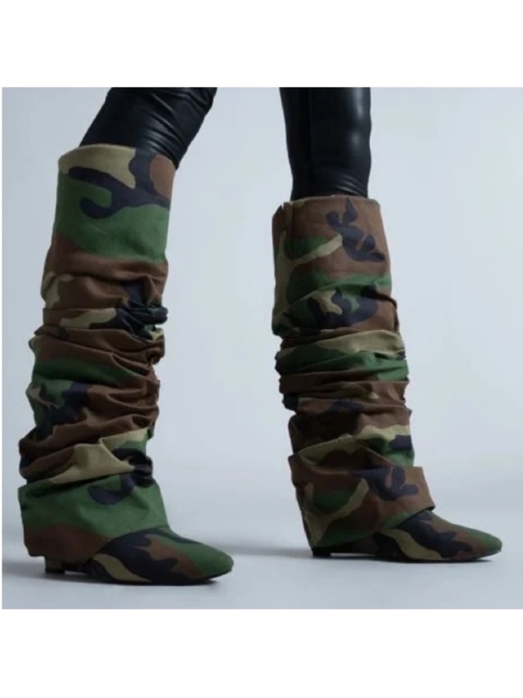 Camouflage Slouch Knee-High Boots By Azalea Wang New !!